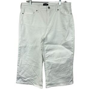 NYDJ Wide Leg Pedal Pusher Cropped Jeans White 12 Capri Lift and Tuck